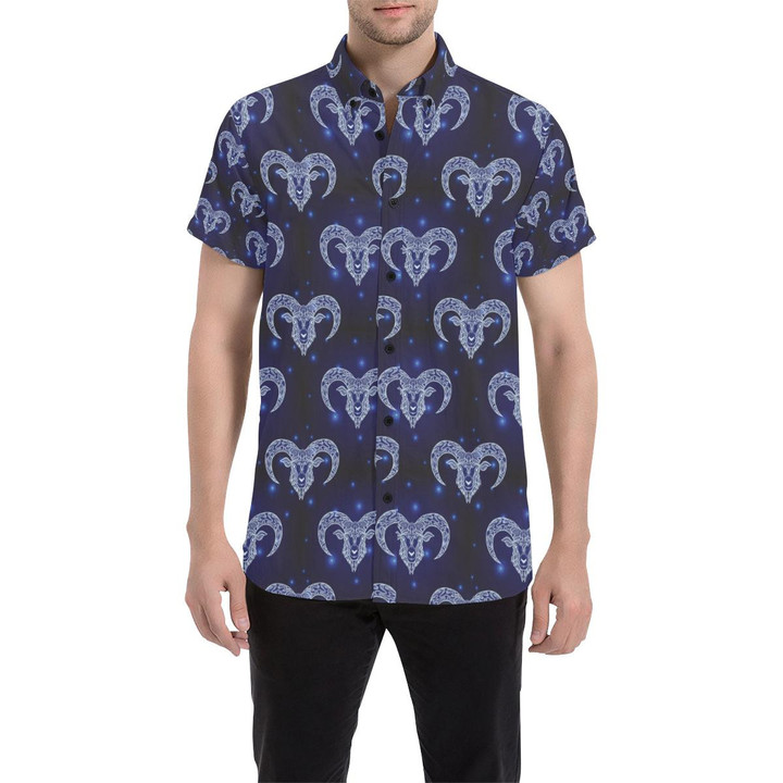 Aries Zodiac Pattern Print Design 01 3d Men's Button Up Shirt