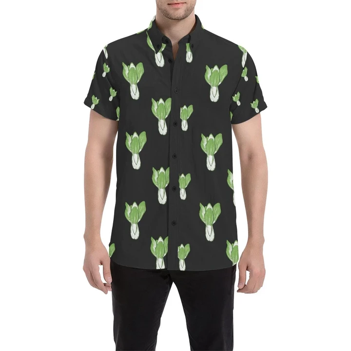 Kale Pattern Print Design 02 3d Men's Button Up Shirt