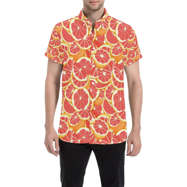 Grapefruit Pattern Print Design Gf02 3d Men's Button Up Shirt