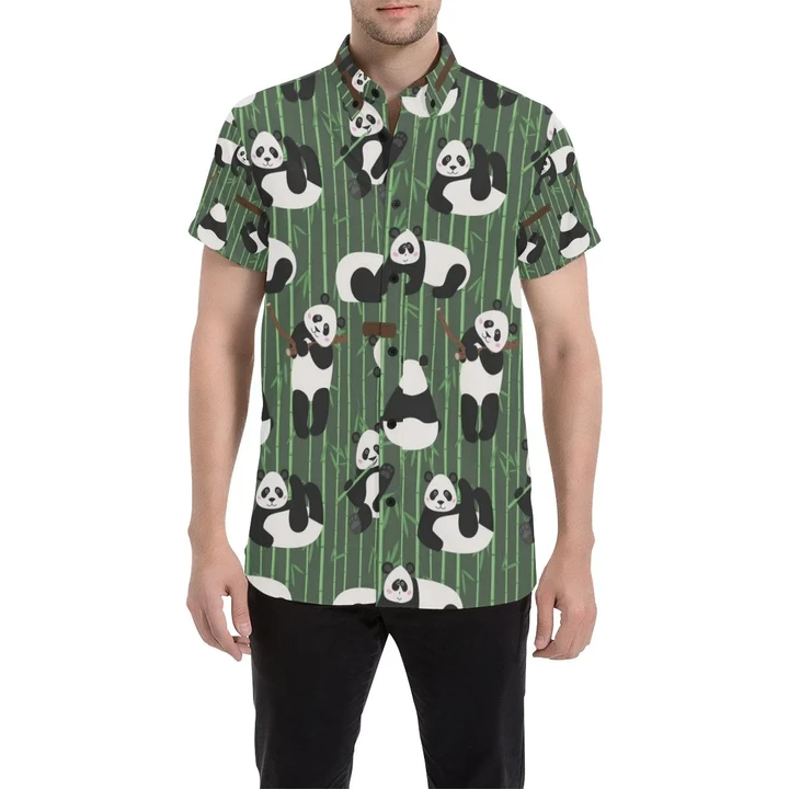 Panda Pattern Print Design A04 3d Men's Button Up Shirt