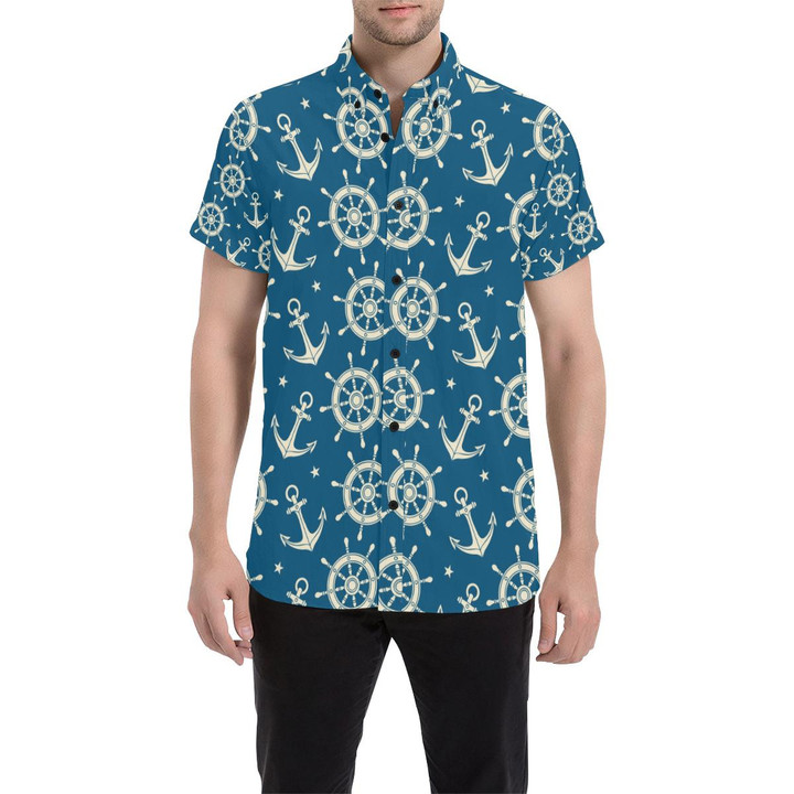 Anchor Pattern Print Design 01 3d Men's Button Up Shirt