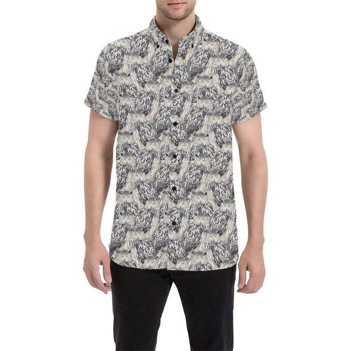 Owl Realistic Themed Design Print 3d Men's Button Up Shirt