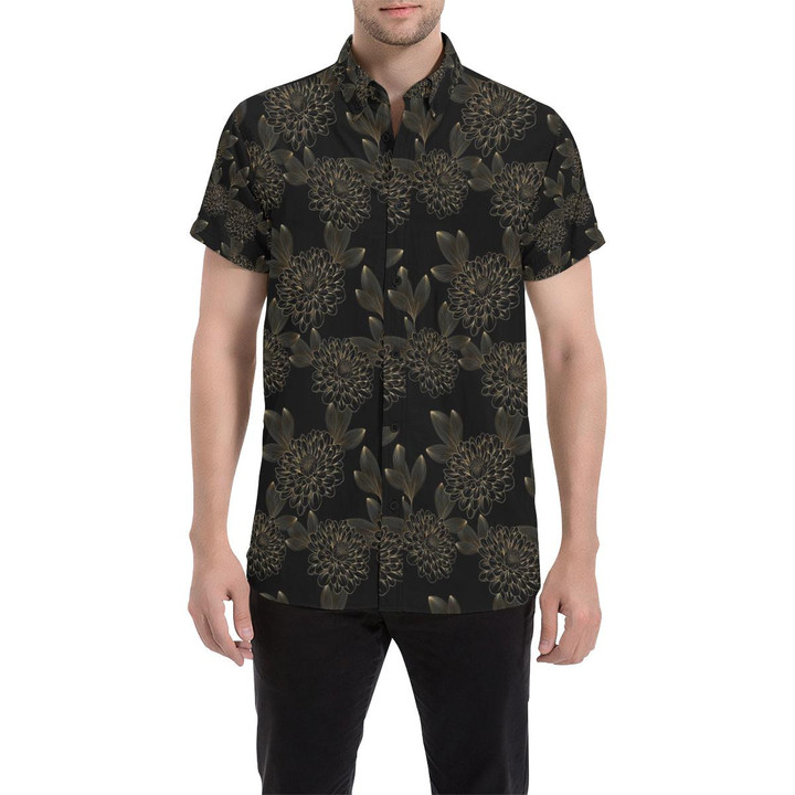 Dahlia Pattern Print Design Dh04 3d Men's Button Up Shirt