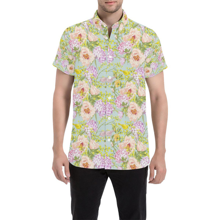 Hydrangea Pattern Print Design Hd02 3d Men's Button Up Shirt