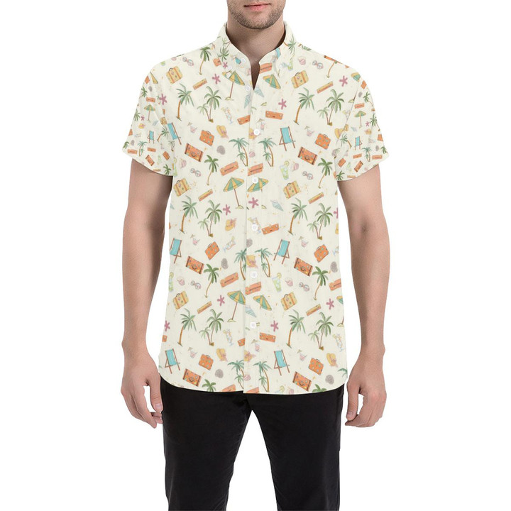 Beach Themed Pattern Print Design 05 3d Men's Button Up Shirt