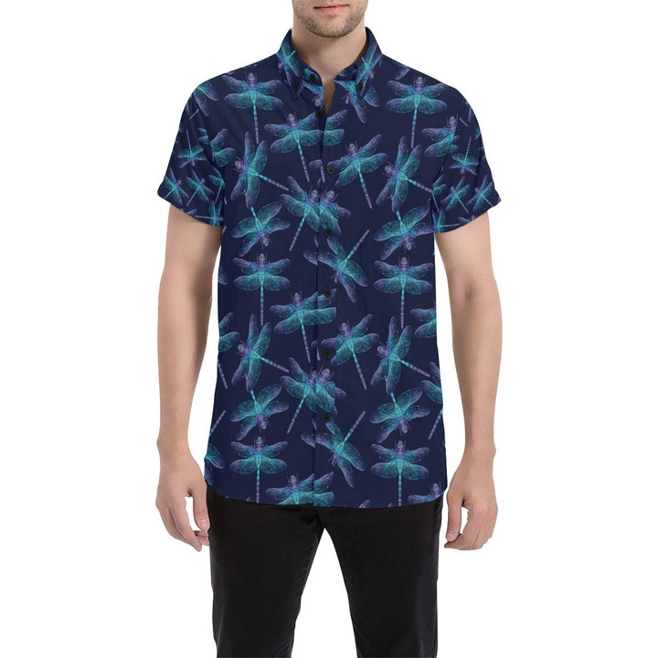 Dragonfly Hand Drawn Style Print 3d Men's Button Up Shirt