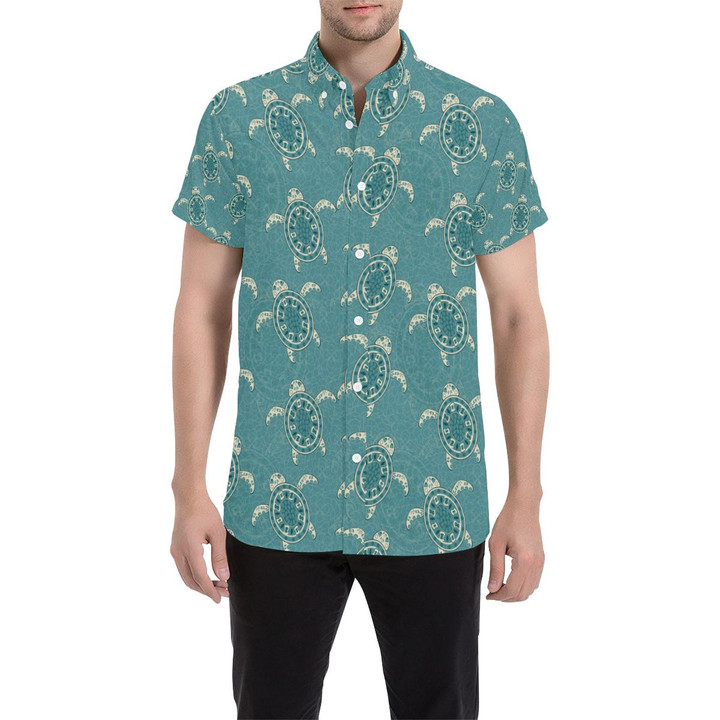 Sea Turtle Pattern Print Design T02 3d Men's Button Up Shirt