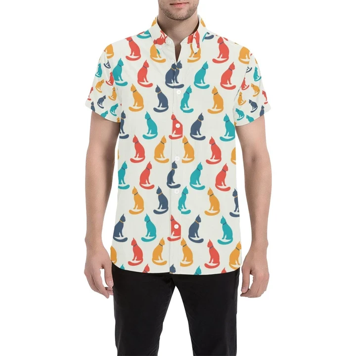 Cat Pattern Print Design 03 3d Men's Button Up Shirt