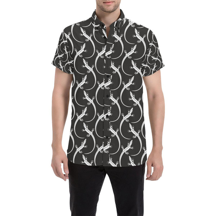 Lizard Pattern Print Design 01 3d Men's Button Up Shirt