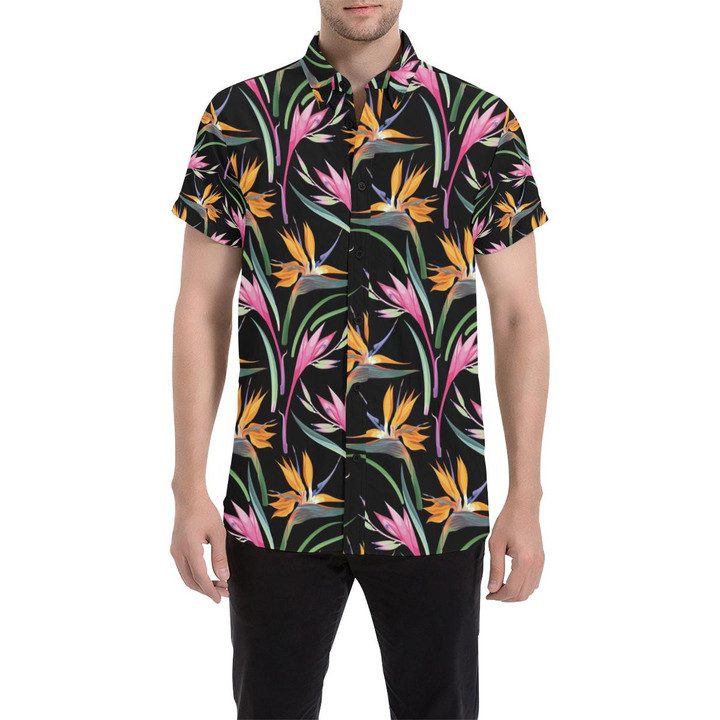 Tropical Flower Pattern Print Design Tf017 3d Men's Button Up Shirt