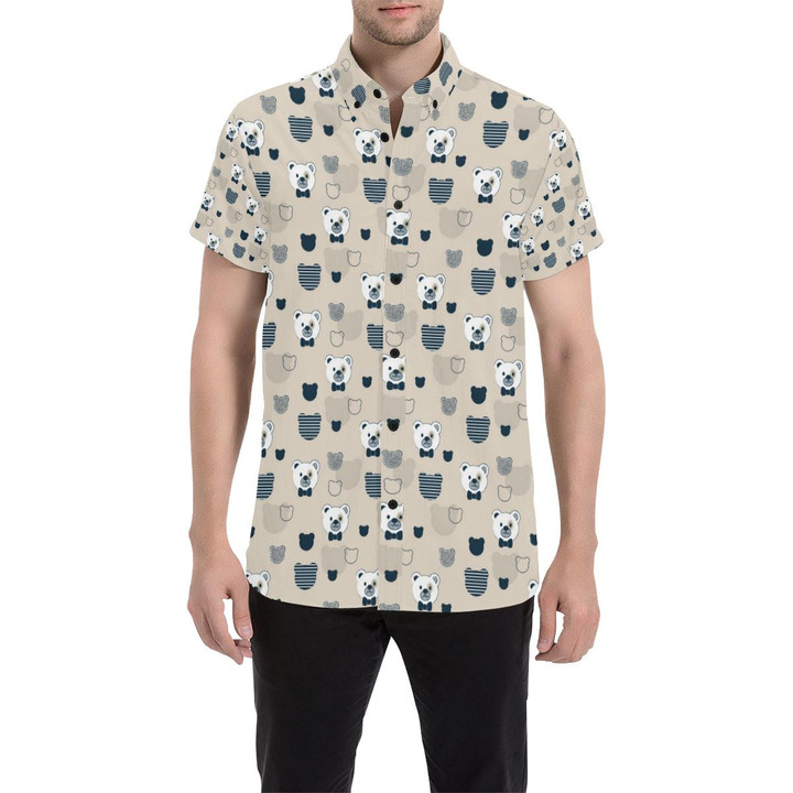Bear Pattern Print Design 05 3d Men's Button Up Shirt