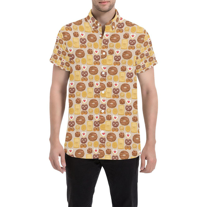 Cookie Pattern Print Design 02 3d Men's Button Up Shirt