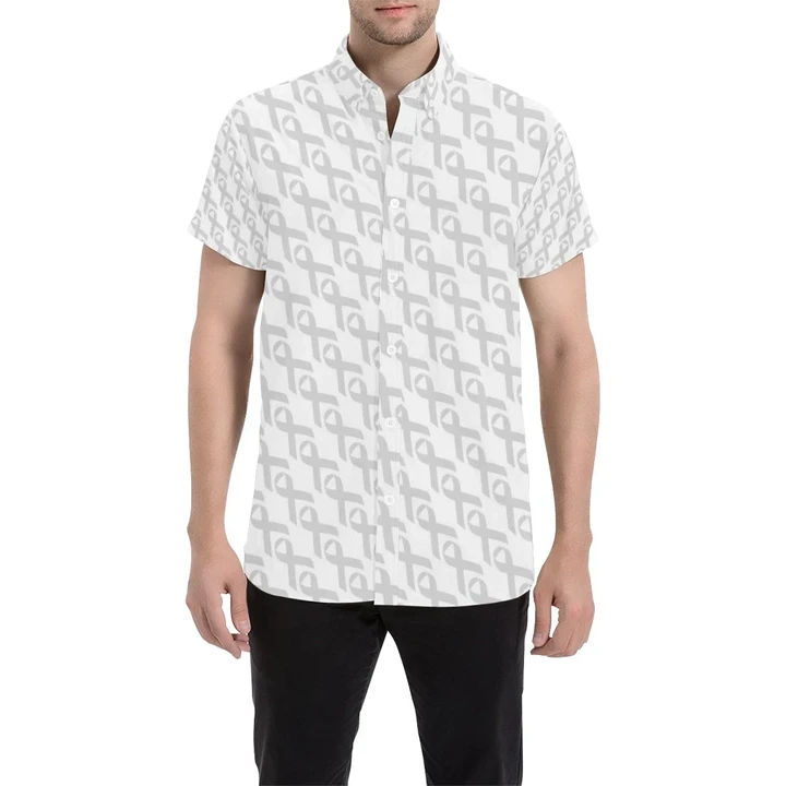 Brain Cancer Pattern Print Design 02 3d Men's Button Up Shirt