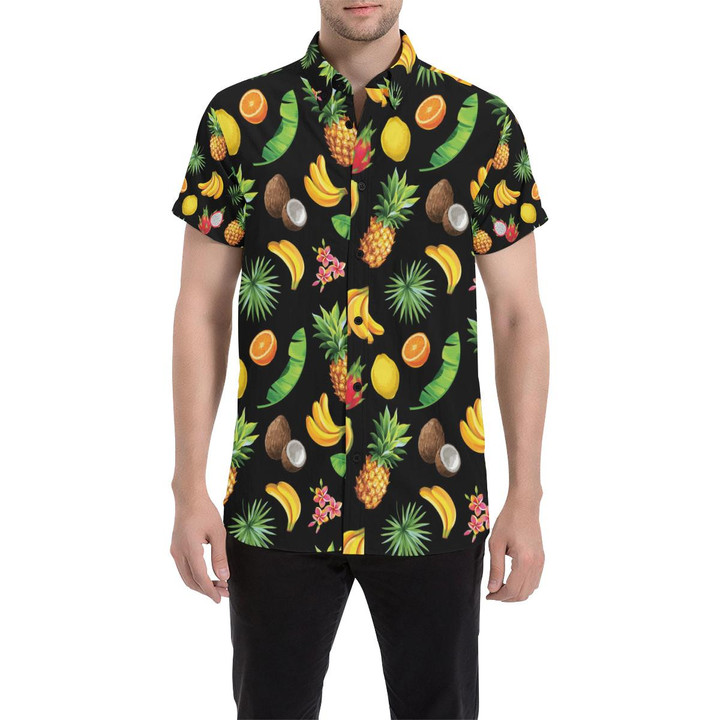 Tropical Fruits Pattern Print Design Tf03 3d Men's Button Up Shirt