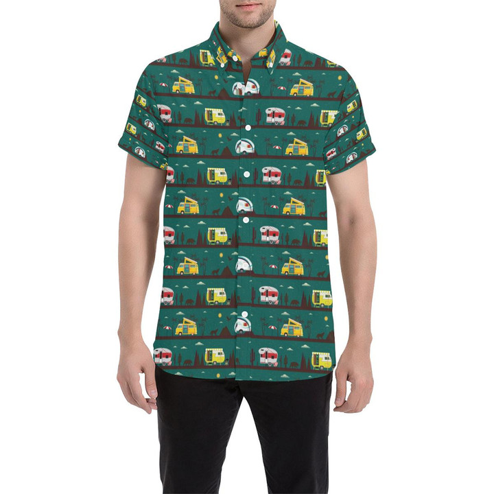 Camper Pattern Print Design 05 3d Men's Button Up Shirt