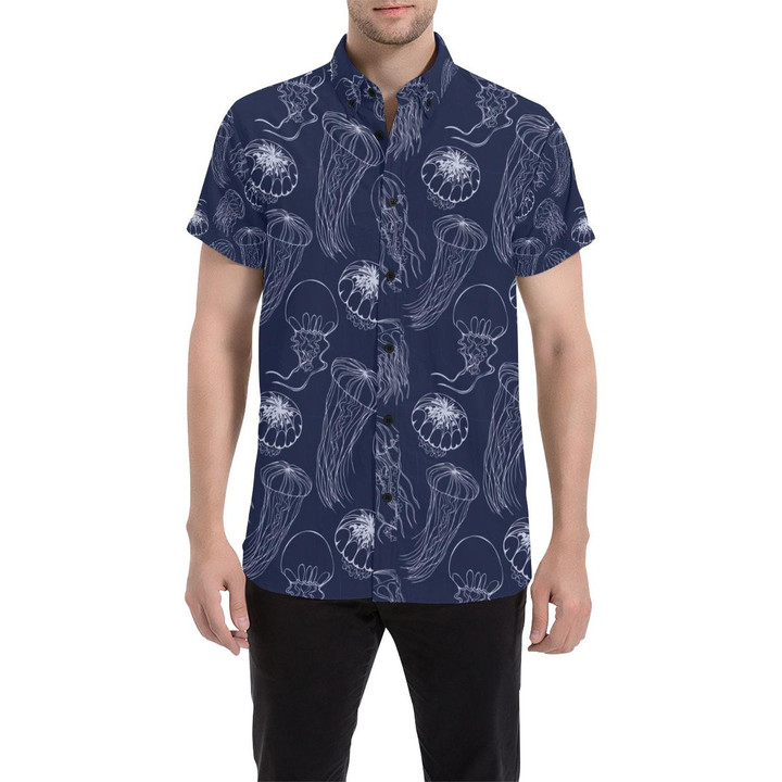 Jellyfish Pattern Print Design 05 3d Men's Button Up Shirt