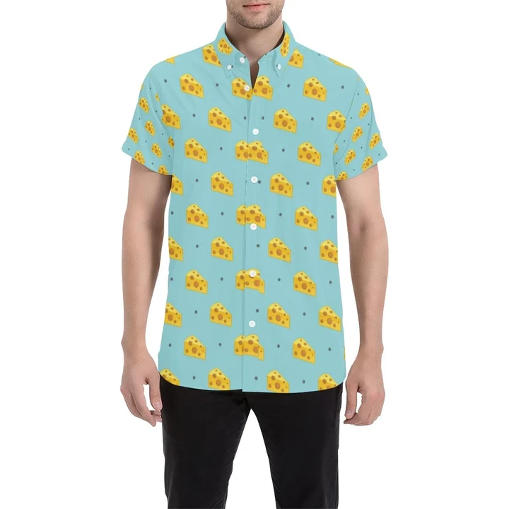 Cheese Pattern Print Design 02 3d Men's Button Up Shirt