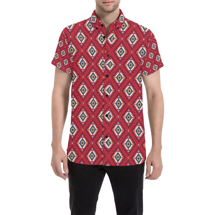 Aztec Pattern Print Design 10 3d Men's Button Up Shirt