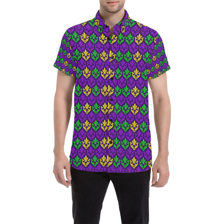 Mardi Gras Pattern Print Design 02 3d Men's Button Up Shirt