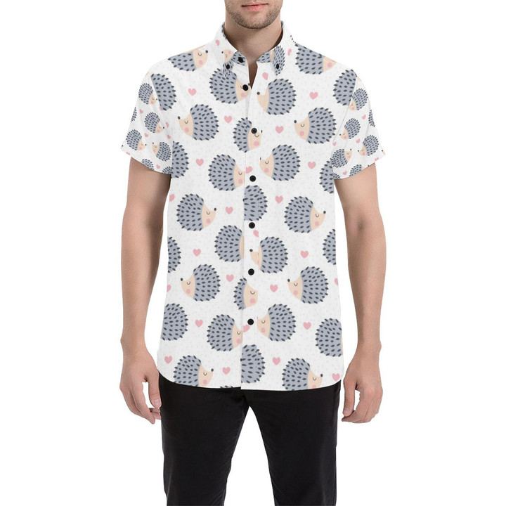Hedgehog Baby Pattern Print Design 03 3d Men's Button Up Shirt