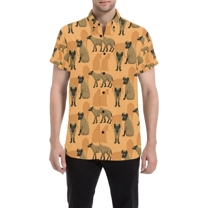 Hyena Pattern Print Design 01 3d Men's Button Up Shirt