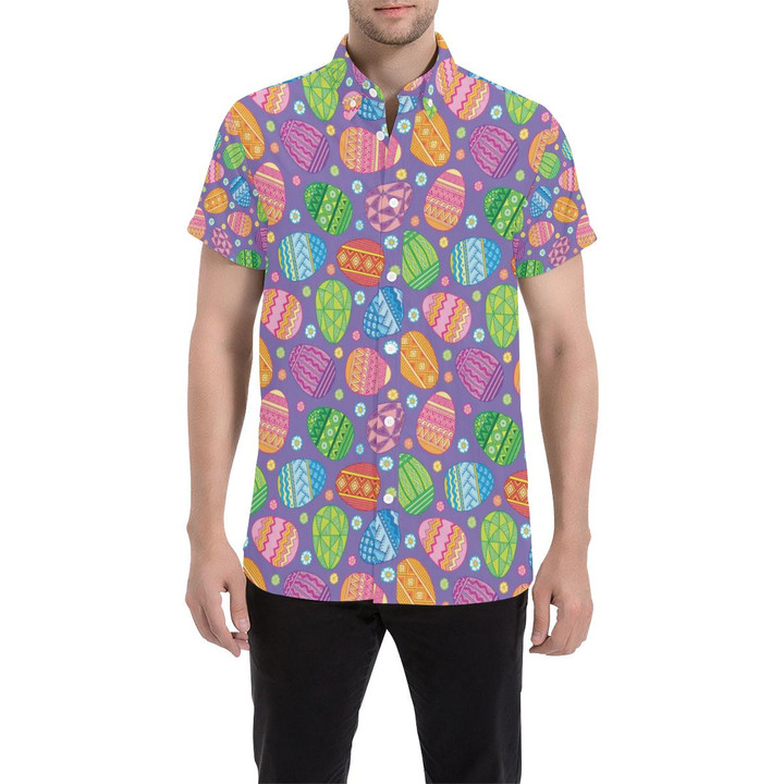 Easter Eggs Pattern Print Design Rb010 3d Men's Button Up Shirt