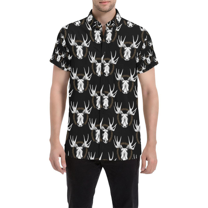 Moose Pattern Print Design 02 3d Men's Button Up Shirt