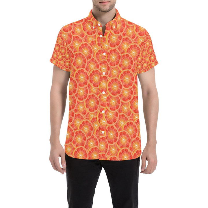Grapefruit Pattern Print Design Gf06 3d Men's Button Up Shirt