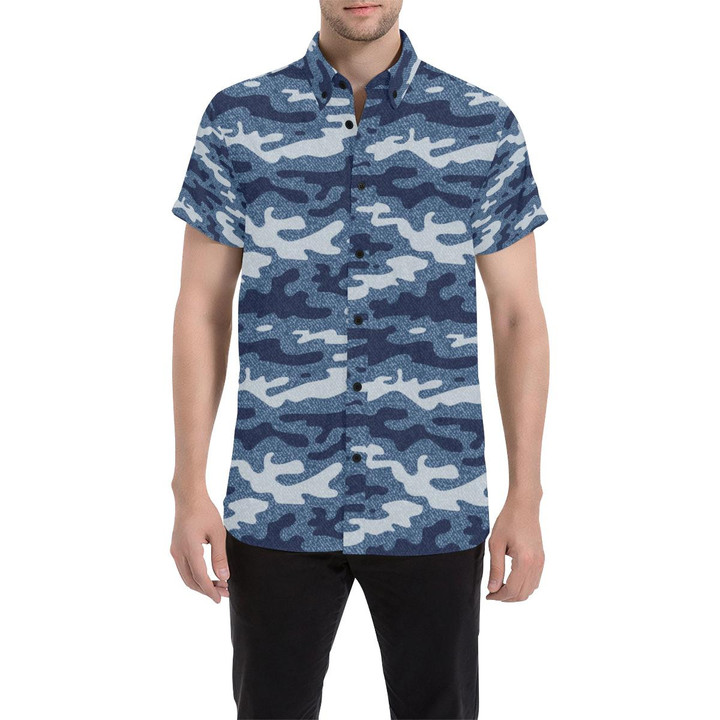 Jean Camouflage Pattern Print Design 05 3d Men's Button Up Shirt