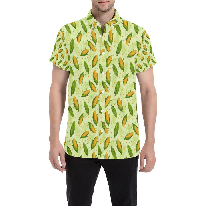 Agricultural Fresh Corn Cob Print Pattern 3d Men's Button Up Shirt