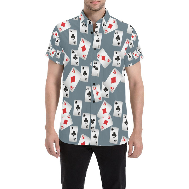 Poker Cards Pattern Print Design A05 3d Men's Button Up Shirt
