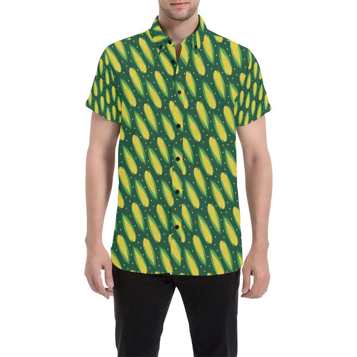 Corn Pattern Print Design 03 3d Men's Button Up Shirt