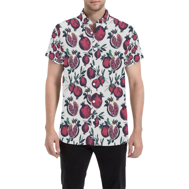 Pomegranate Pattern Print Design Pg01 3d Men's Button Up Shirt