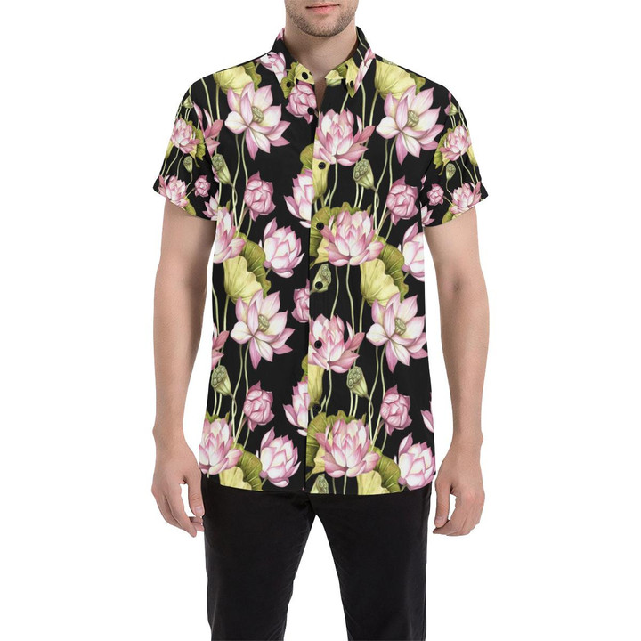 Water Lily Pattern Print Design Wl06 3d Men's Button Up Shirt