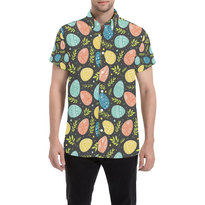 Easter Eggs Pattern Print Design Rb01 3d Men's Button Up Shirt