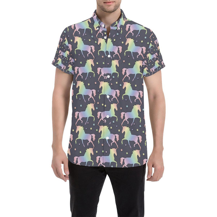 Rainbow Pattern Print Design A05 3d Men's Button Up Shirt
