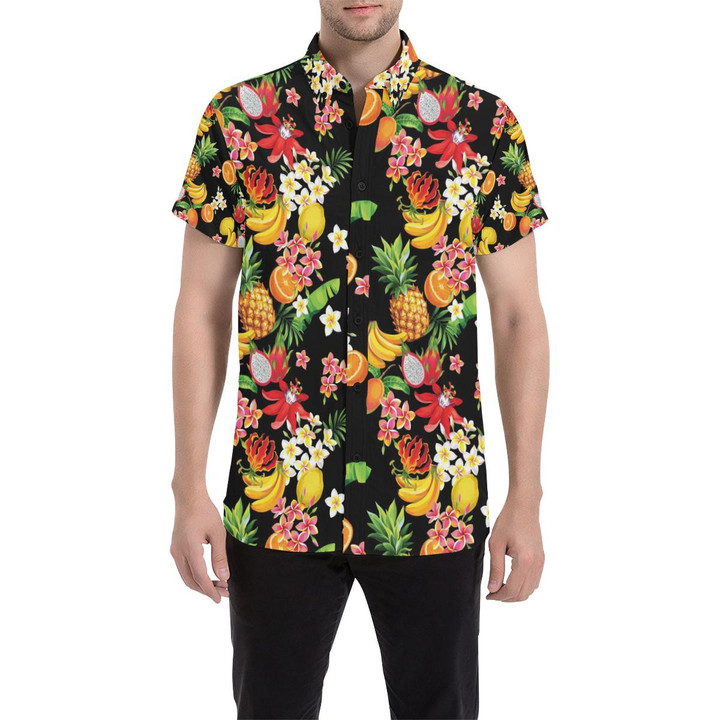 Tropical Fruits Pattern Print Design Tf02 3d Men's Button Up Shirt