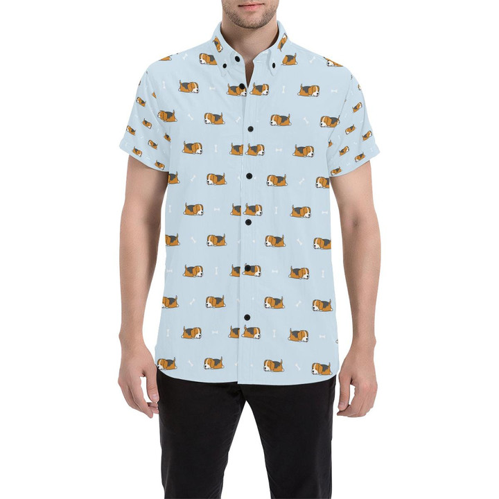 Beagle Pattern Print Design 06 3d Men's Button Up Shirt