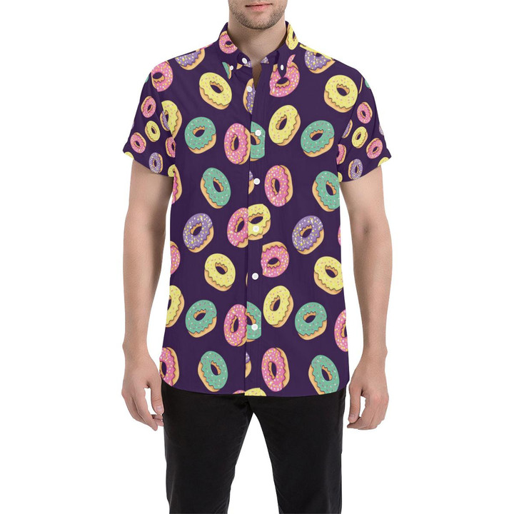 Donut Pattern Print Design Dn08 3d Men's Button Up Shirt