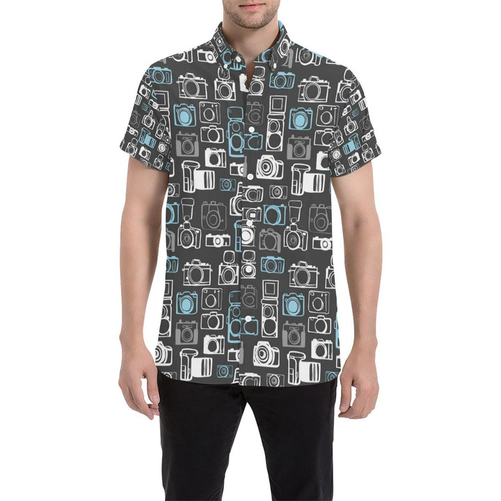 Camera Pattern Print Design 04 3d Men's Button Up Shirt