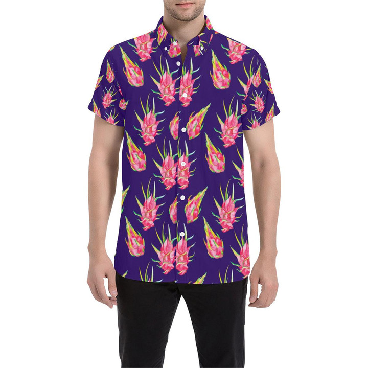 Dragonfruit Pattern Print Design Df02 3d Men's Button Up Shirt