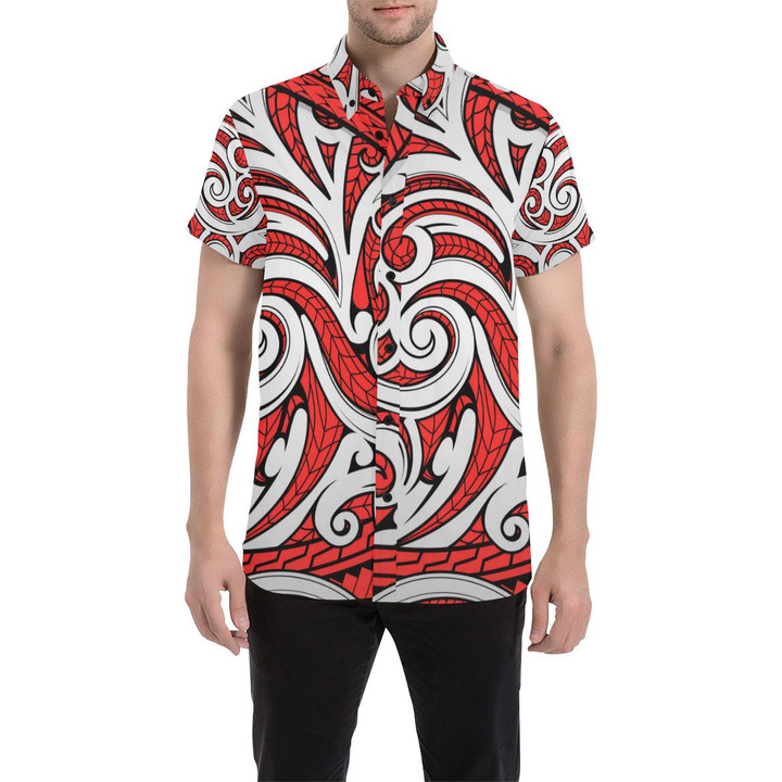 Maori Polynesian Themed Design Print 3d Men's Button Up Shirt