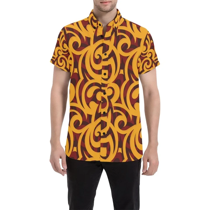 Maori Pattern Print Design 02 3d Men's Button Up Shirt