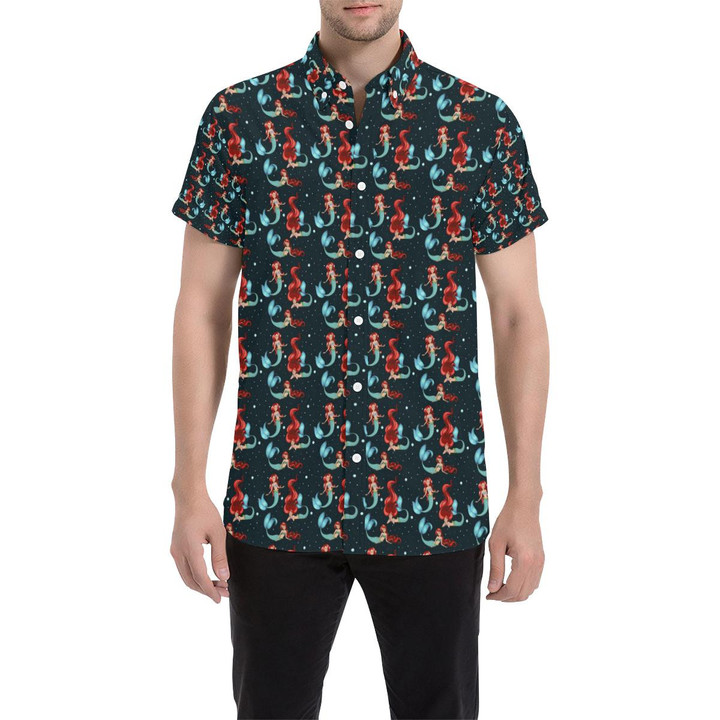 Mermaid Girl Themed Design Print 3d Men's Button Up Shirt