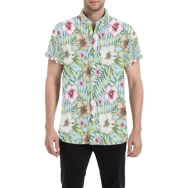 Tropical Flower Pattern Print Design Tf05 3d Men's Button Up Shirt