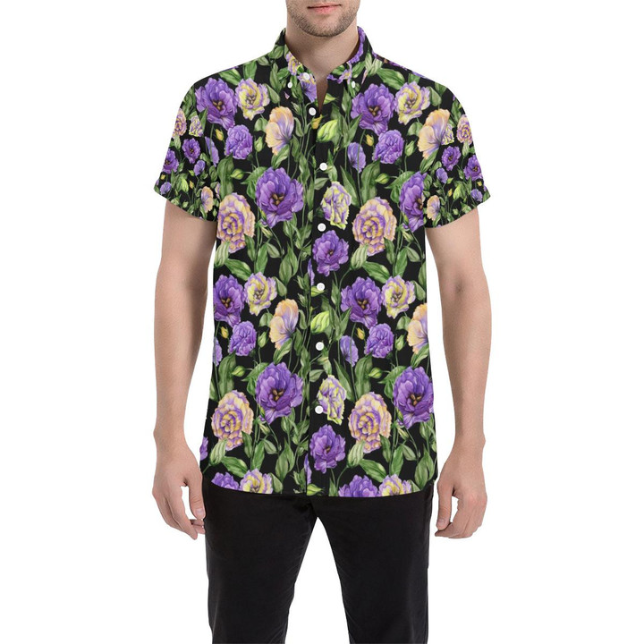 Lisianthus Pattern Print Design Lt02 3d Men's Button Up Shirt