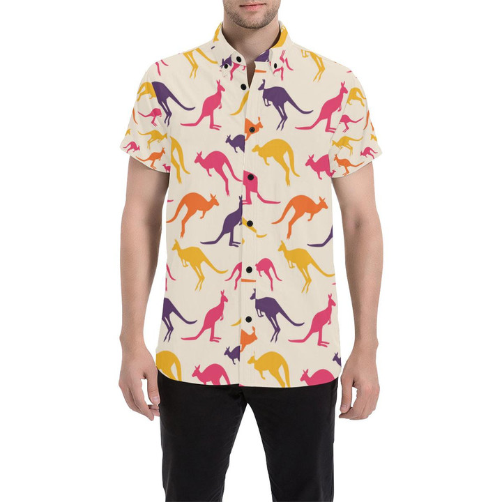 Kangaroos Pattern Print Design 01 3d Men's Button Up Shirt