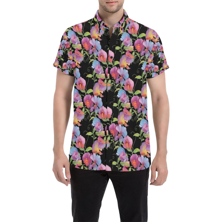 Peony Pattern Print Design Pe012 3d Men's Button Up Shirt