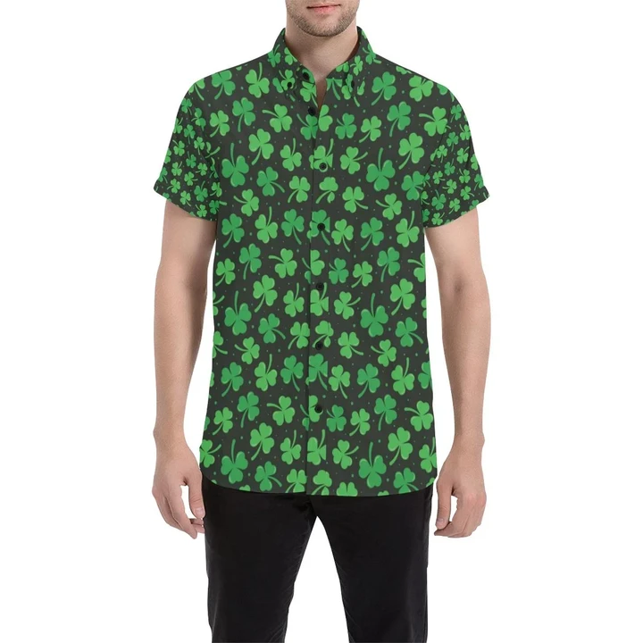 Clover Pattern Print Design 04 3d Men's Button Up Shirt