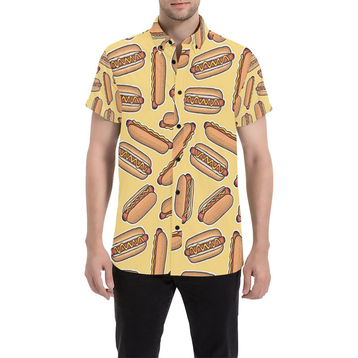 Hot Dog Pattern Print Design 01 3d Men's Button Up Shirt